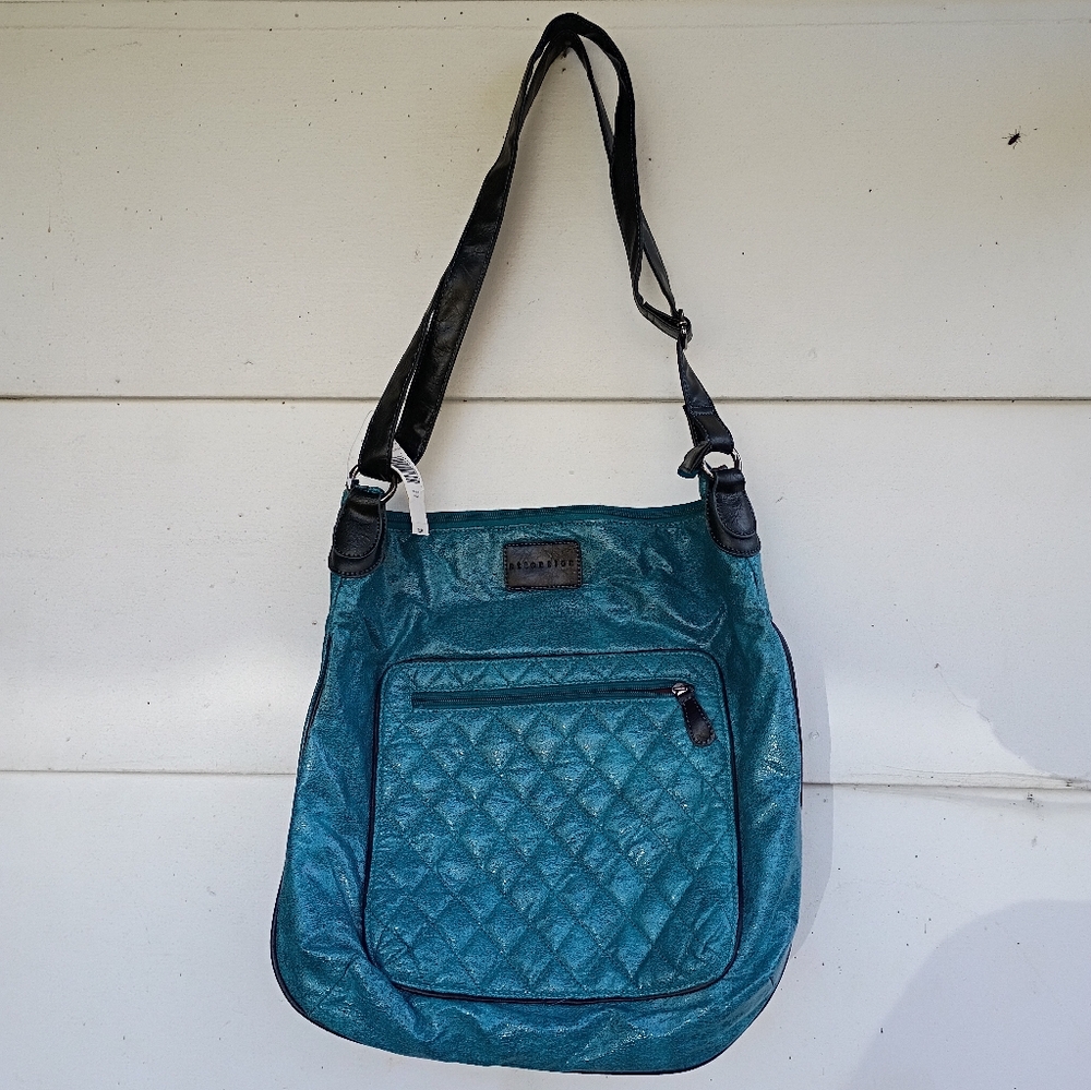 Teal And Black Handbag Tote